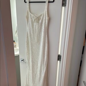 Elegant White Sequin Dress